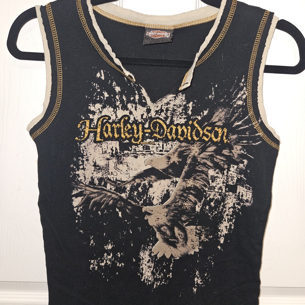 Bluegrass Harley-Davidson Womens Tank Top in Black and Gold